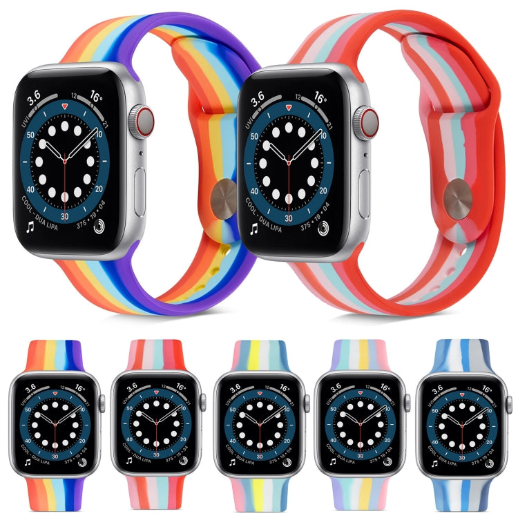 Rainbow Silicone Strap Watch Band For Apple Watch Ultra 49mm&Watch Ultra 2 49mm / Series 9&8&7 45mm / SE 3&SE 2&6&SE&5&4 44mm / 3&2&1 42mm(6) by bashfashion