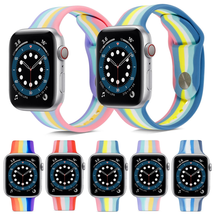 Rainbow Silicone Strap Watch Band For Apple Watch Series 9&8&7 41mm / SE 3&SE 2&6&SE&5&4 40mm / 3&2&1 38mm(6) by bashfashion