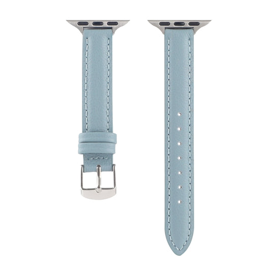 14mm Slim Genuine Leather Watch Band Watch Band For Apple Watch Ultra 49mm&Watch Ultra 2 49mm / Series 9&8&7 45mm / SE 3&SE 2&6&SE&5&4 44mm / 3&2&1 42mm(Light Blue) by bashfashion