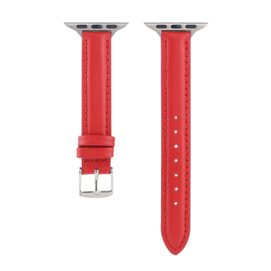14mm Slim Genuine Leather Watch Band Watch Band For Apple Watch Ultra 49mm&Watch Ultra 2 49mm / Series 9&8&7 45mm / SE 3&SE 2&6&SE&5&4 44mm / 3&2&1 42mm(Red) by bashfashion