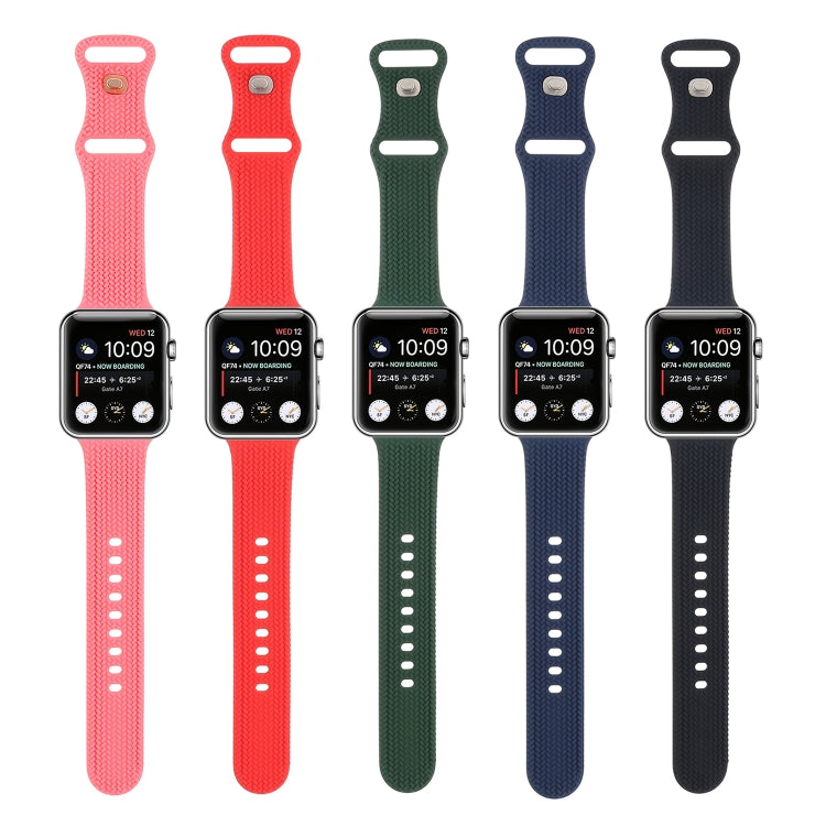 Woven Pattern Figure 8 Buckle Silicone Strap Watch Band For Apple Watch Series 9&8&7 41mm / SE 3&SE 2&6&SE&5&4 40mm / 3&2&1 38mm(Black) by bashfashion