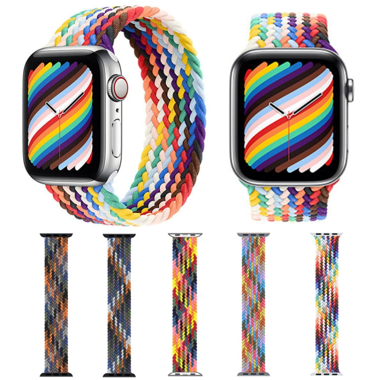 Metal Head Braided Nylon Watch Band, Size: M 155mm For Apple Watch Series 7 45mm / 6 & SE & 5 & 4 44mm / 3 & 2 & 1 42mm(Rainbow Colors) by bashfashion