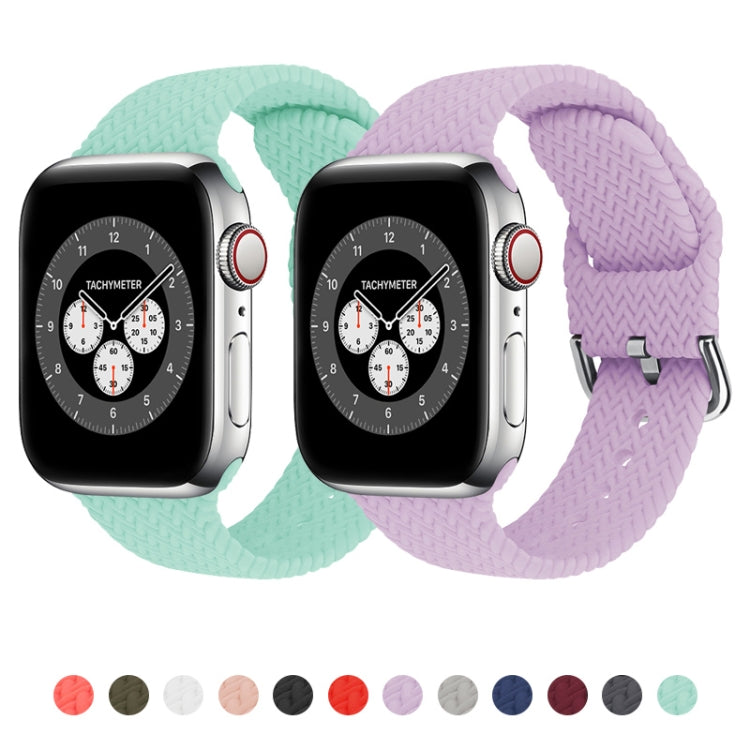 Braided Silicone Watch Band with Buckle For Apple Watch Series 9&8&7 41mm / SE 3&SE 2&6&SE&5&4 40mm / 3&2&1 38mm(Bright Pink) by bashfashion