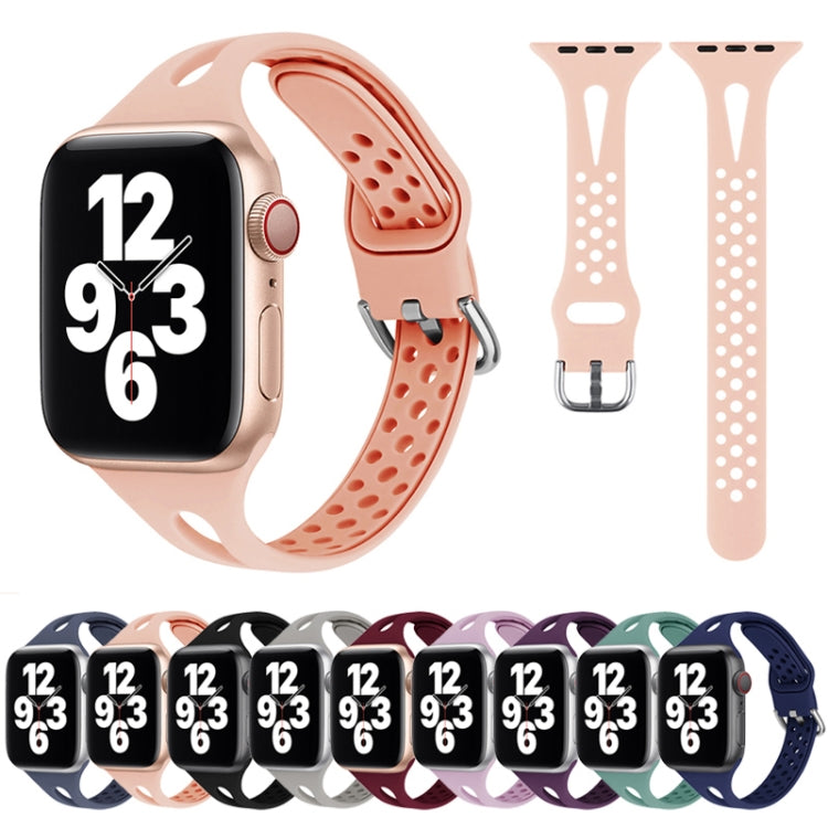 Silicone Watch Band For Apple Watch Series 9&8&7 41mm / SE 3&SE 2&6&SE&5&4 40mm / 3&2&1 38mm(Wine Red) by bashfashion