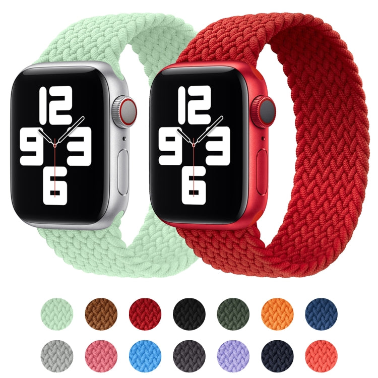 Metal Head Braided Nylon Solid Color Watch Band For Apple Watch Series 9&8&7 41mm / SE 3&SE 2&6&SE&5&4 40mm / 3&2&1 38mm, Size:S 135mm(Green) by bashfashion