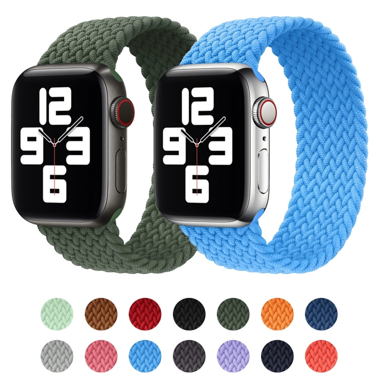 Metal Head Braided Nylon Solid Color Watch Band For Apple Watch Ultra 49mm&Watch Ultra 2 49mm / Series 9&8&7 45mm / SE 3&SE 2&6&SE&5&4 44mm / 3&2&1 42mm, Size:XS 135mm(Dark Olive Green) by bashfashion