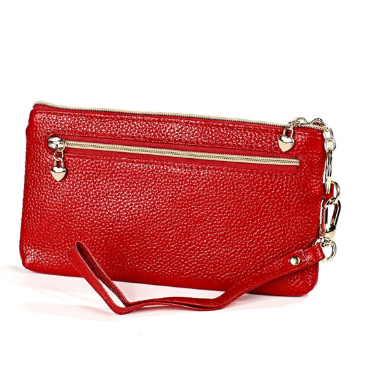 Ladies Multifunctional Cowhide Zipper Coin Purse Car Key Case(Red) by bashfashion