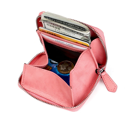 RFID Anti-theft Zipper Leather Coin Purse Coin Storage Bag(Pink) by bashfashion