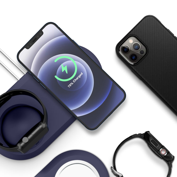 2 In 1 Multi-function Magsafe Charging Stand Holder for Apple Watch / iPhone(Midnight Blue) by bashfashion