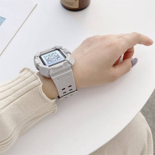 Solid Color Integrated TPU Watch Band For Apple Watch Series 8&7 45mm / SE 2&6&SE&5&4 44mm / 3&2&1 42mm(Grey) by bashfashion