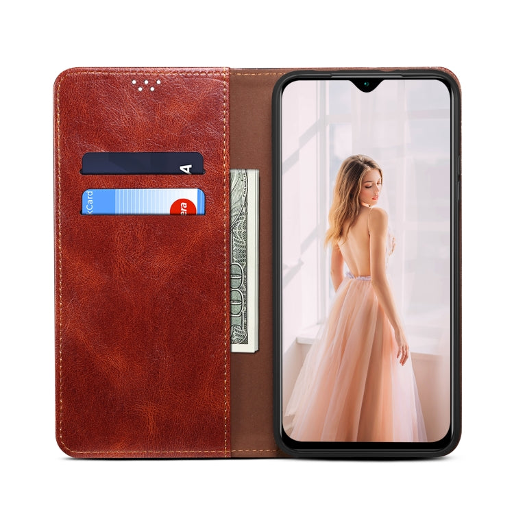 For Huawei P50 Pro Simple Wax Crazy Horse Texture Horizontal Flip Leather Case with Card Slots & Holder(Brown) by bashfashion
