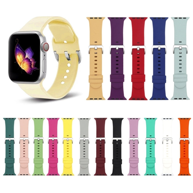 Silver Buckle Silicone Watch Band For Apple Watch Series 9&8&7 41mm / SE 3&SE 2&6&SE&5&4 40mm / 3&2&1 38mm(Lavender Purple) by bashfashion