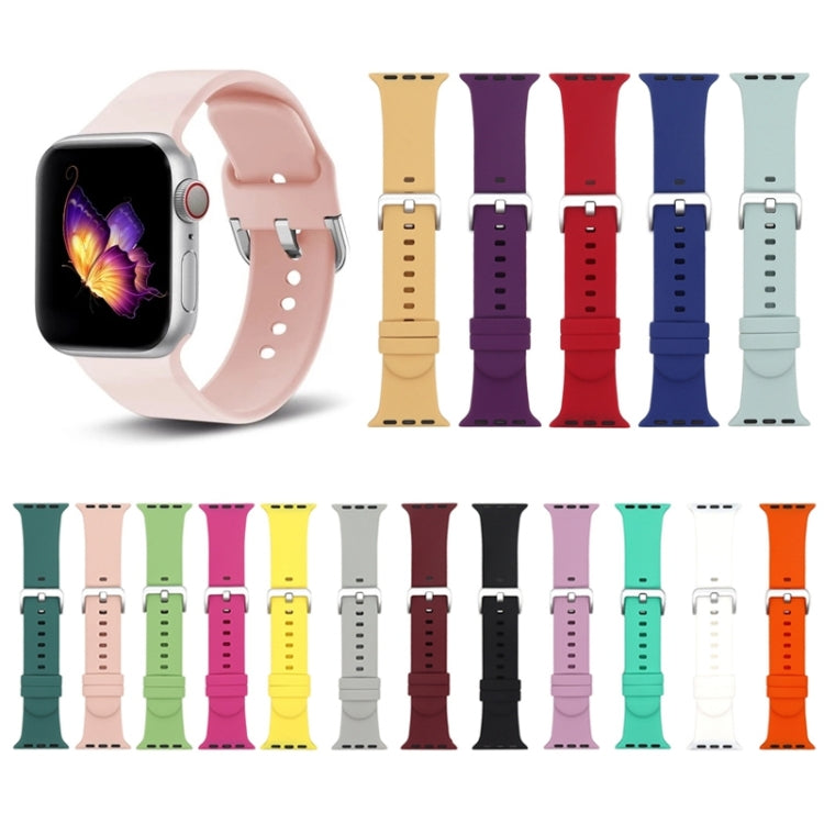 Silver Buckle Silicone Watch Band For Apple Watch Ultra 49mm&Watch Ultra 2 49mm / Series 9&8&7 45mm / SE 3&SE 2&6&SE&5&4 44mm / 3&2&1 42mm(Pine Needle Green) by bashfashion