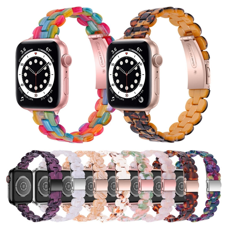 Oval Resin Watch Band For Apple Watch Ultra 49mm&Watch Ultra 2 49mm / Series 9&8&7 45mm / SE 3&SE 2&6&SE&5&4 44mm / 3&2&1 42mm(Tortoiseshell) by bashfashion