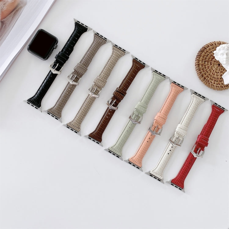 Crocodile Texture Leather Watch Band For Apple Watch Ultra 49mm&Watch Ultra 2 49mm / Series 9&8&7 45mm / SE 3&SE 2&6&SE&5&4 44mm / 3&2&1 42mm(Milky White) by bashfashion