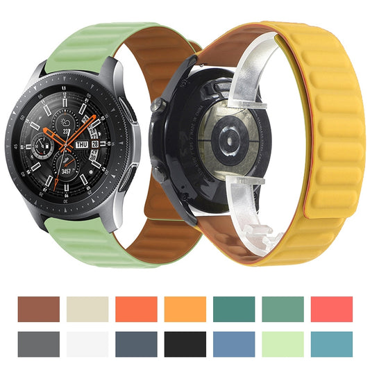 For Samsung Galaxy Watch 3 45mm Silicone Magnetic Watch Band(Peacock Green) by bashfashion