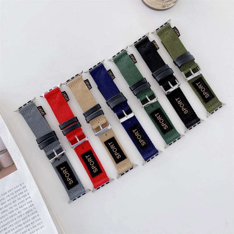 Nylon Watch Band For Apple Watch Series 9&8&7 41mm / SE 3&SE 2&6&SE&5&4 40mm / 3&2&1 38mm(Dark Green) by bashfashion