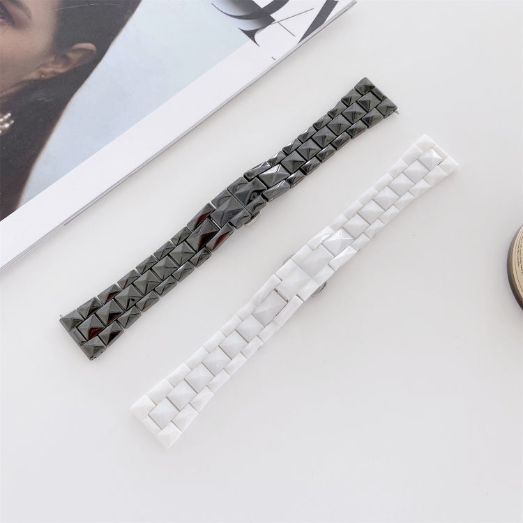 20mm Universal Rhombic Grid Ceramics Watch Band(White) by bashfashion