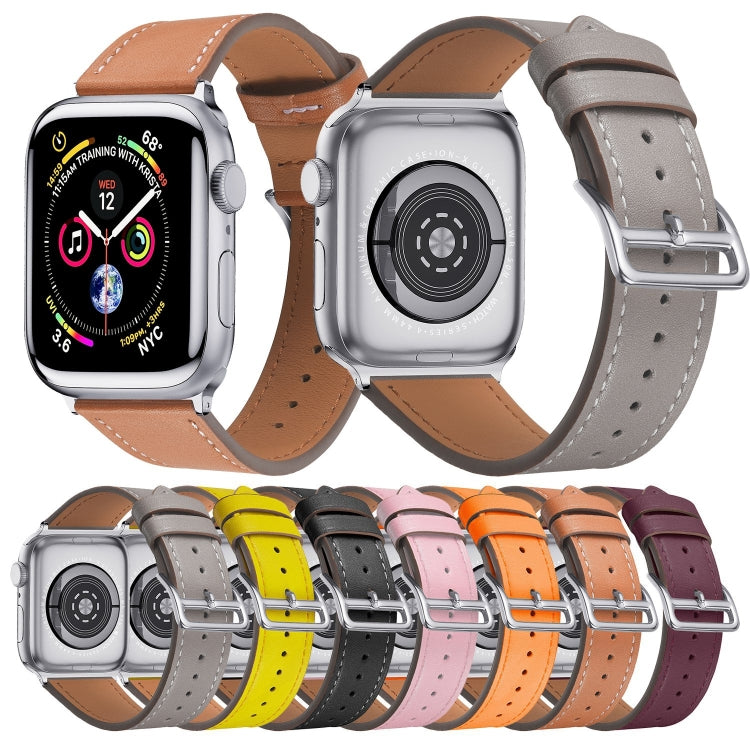 Small Waist Leather Watch Band For Apple Watch Ultra 49mm&Watch Ultra 2 49mm / Series 9&8&7 45mm / SE 3&SE 2&6&SE&5&4 44mm / 3&2&1 42mm(Yellow) by bashfashion