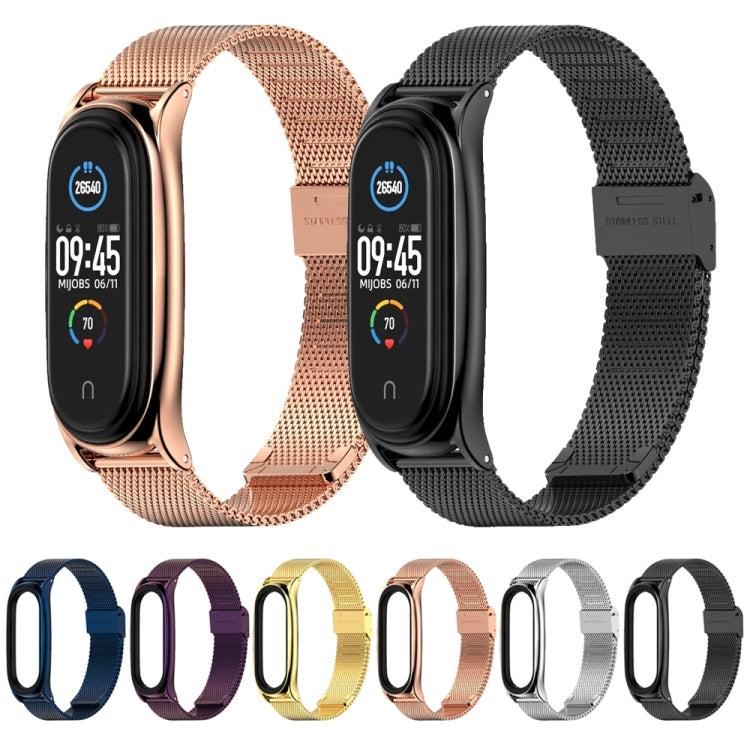 For Xiaomi Mi Band 6 / 5 / 4 / 3 Mijobs Milan Buckle Plus Stainless Steel Watch Band(Rose Gold) by MIJOBS