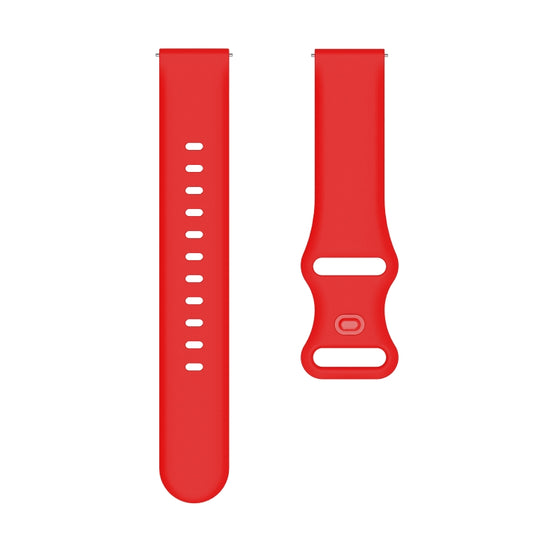 20mm For Garmin Venu / Samsung Galaxy Watch Active 2 Universal Inner Back Buckle Perforation Silicone Watch Band(Red) by bashfashion