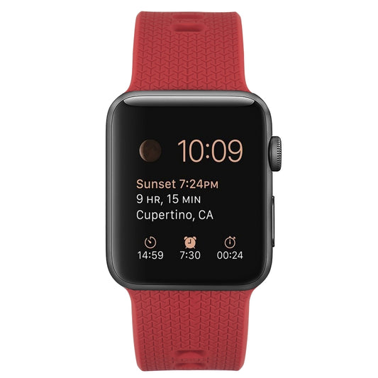 Silicone Watch Band For Apple Watch Ultra 49mm&Watch Ultra 2 49mm / Series 9&8&7 45mm / SE 3&SE 2&6&SE&5&4 44mm / 3&2&1 42mm(Red) by bashfashion