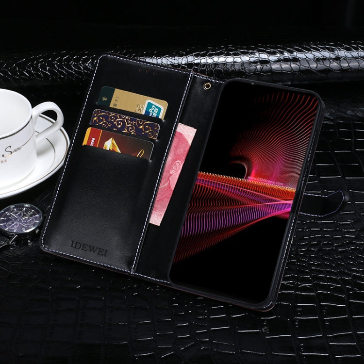 For Sony Xperia 1 III idewei Crocodile Texture Horizontal Flip Leather Case with Holder & Card Slots & Wallet(Dark Blue) by idewei