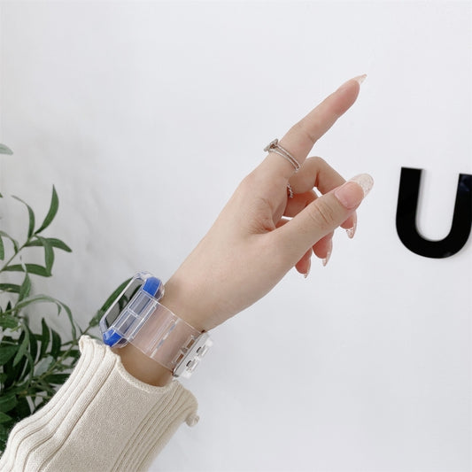 Integrated Color Contrast Watch Band For Apple Watch Series 9&8&7 41mm / SE 3&SE 2&6&SE&5&4 40mm / 3&2&1 38mm(Blue) by bashfashion