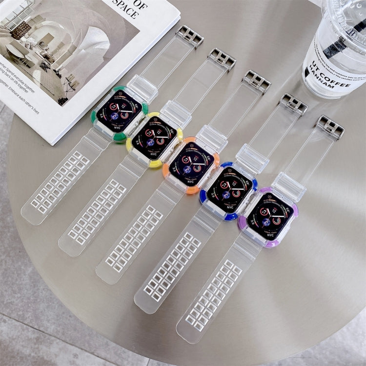 Integrated Color Contrast Watch Band For Apple Watch Series 8&7 45mm / SE 2&6&SE&5&4 44mm / 3&2&1 42mm(Blue) by bashfashion