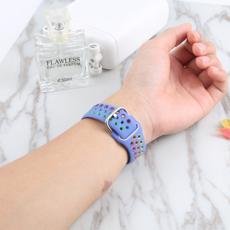 Metal Buckle Silicone Watch Band For Apple Watch Ultra 49mm&Watch Ultra 2 49mm / Series 9&8&7 45mm / SE 3&SE 2&6&SE&5&4 44mm / 3&2&1 42mm(Light Blue+Colorful) by bashfashion