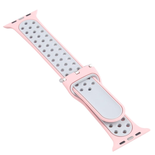 Metal Buckle Silicone Watch Band For Apple Watch Ultra 49mm&Watch Ultra 2 49mm / Series 9&8&7 45mm / SE 3&SE 2&6&SE&5&4 44mm / 3&2&1 42mm(Pink+Colorful) by bashfashion