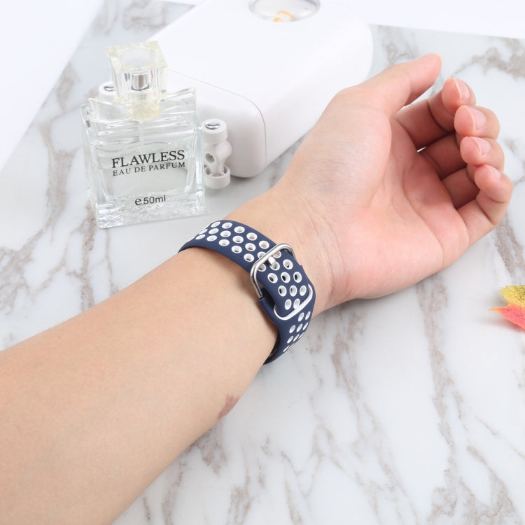 Metal Buckle Silicone Watch Band For Apple Watch Ultra 49mm&Watch Ultra 2 49mm / Series 9&8&7 45mm / SE 3&SE 2&6&SE&5&4 44mm / 3&2&1 42mm(Blue+White) by bashfashion