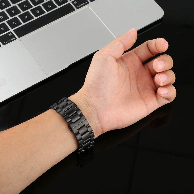 For Apple Watch Series 7 41mm / 6 & SE & 5 & 4 40mm / 3 & 2 & 1 38mm Stainless Steel Watch Band(Black) by bashfashion