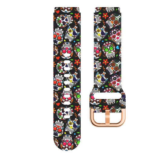 For Xiaomi Haylou LS01 Silicone Printing Watch Band(Colorful Skull) by MIJOBS