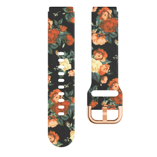 For Xiaomi Haylou LS01 Silicone Printing Watch Band(Red Rose) by MIJOBS