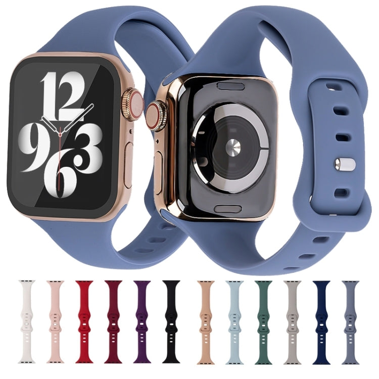 Slimming 8-buckle Silicone Watch Band For Apple Watch Series 9&8&7 41mm / SE 3&SE 2&6&SE&5&4 40mm / 3&2&1 38mm(Lavender) by bashfashion