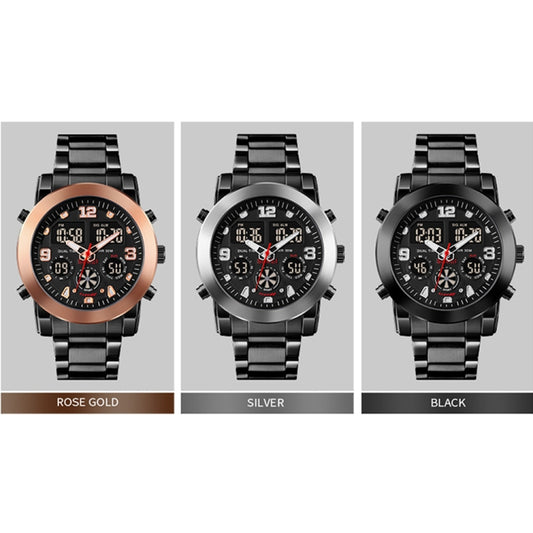 SKMEI 1642 Three-time Display Luminous Electronic Watch, Support Alarm Clock(Black) by SKMEI