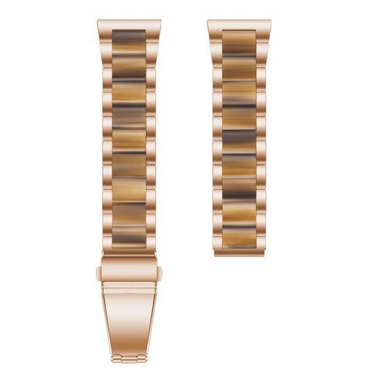 For Samsung Smart Watch 22mm Three-beads Steel + Resin Watch Band(Rose Gold Gold) by bashfashion
