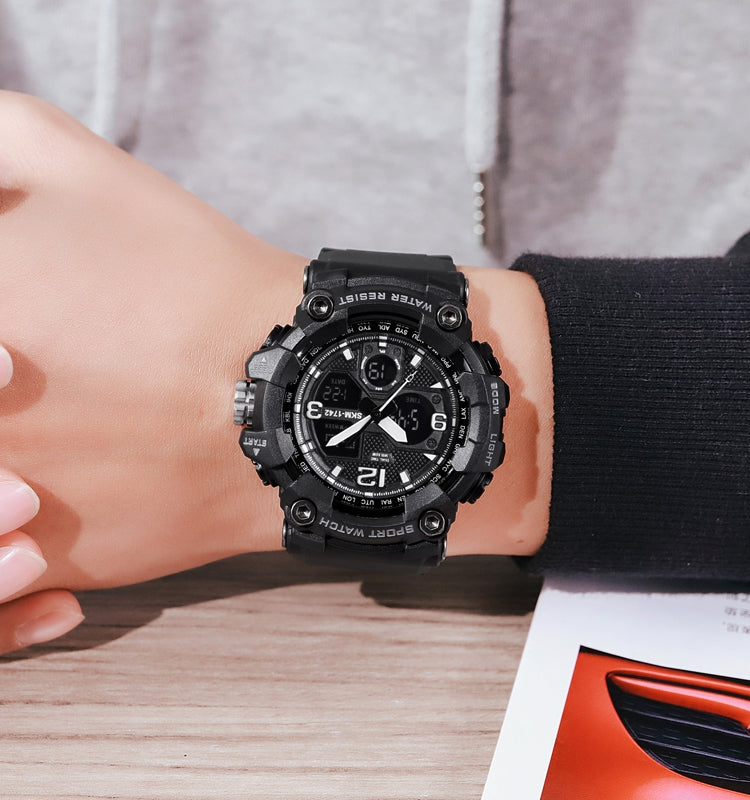 SKMEI 1742 Four-screen LED Digital Display Luminous Sports Shockproof Electronic Watch for Men(Black) by SKMEI