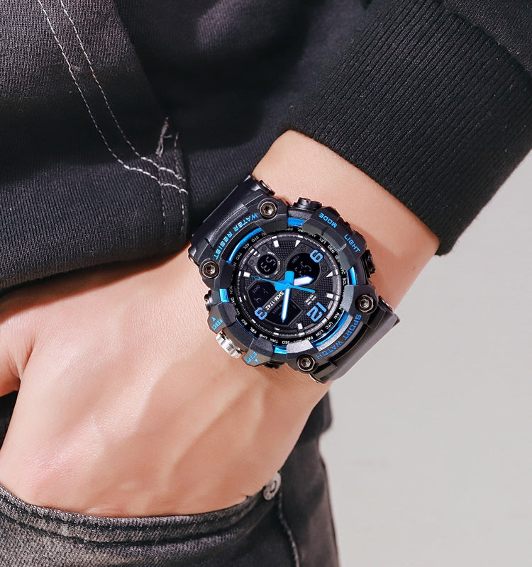 SKMEI 1742 Four-screen LED Digital Display Luminous Sports Shockproof Electronic Watch for Men(Blue) by SKMEI