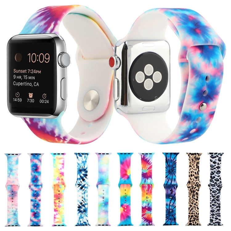 Silicone Painted Pattern Watch Band For Apple Watch Series 9&8&7 41mm / SE 3&SE 2&6&SE&5&4 40mm / 3&2&1 38mm(J) by bashfashion