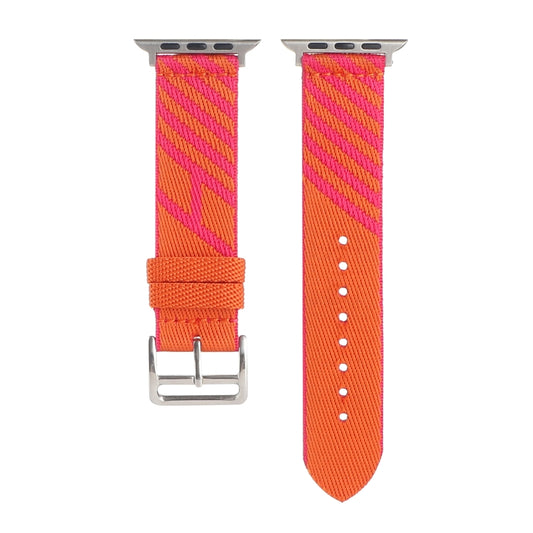 Nylon Single Loop Watch Band For Apple Watch Ultra 49mm&Watch Ultra 2 49mm / Series 9&8&7 45mm / SE 3&SE 2&6&SE&5&4 44mm / 3&2&1 42mm(Orange+Pink) by bashfashion