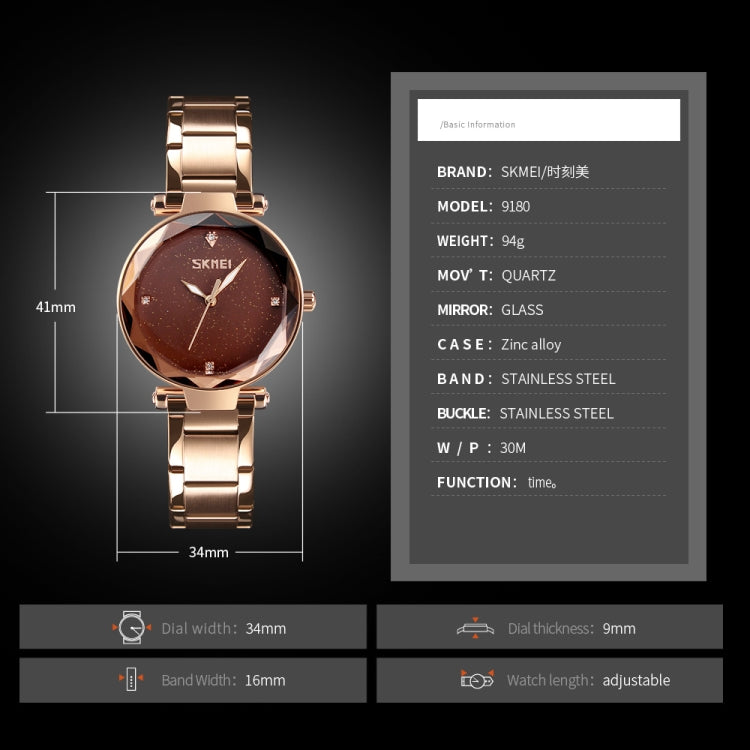 SKMEI 9180 Starry Sky Dial Stainless Steel Strap Quartz Watch for Ladies(Black) by SKMEI