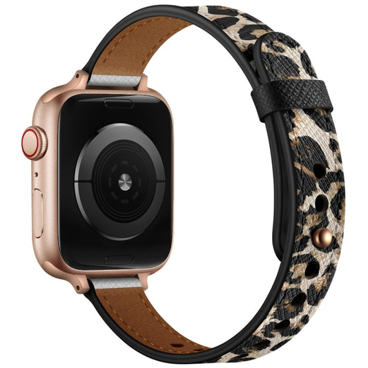 14mm Couple Style Leather Watch Band For Apple Watch Series 9&8&7 41mm / SE 3&SE 2&6&SE&5&4 40mm / 3&2&1 38mm(Leopard Print) by bashfashion