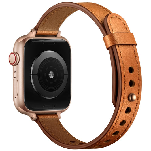 14mm Couple Style Leather Watch Band For Apple Watch Ultra 49mm&Watch Ultra 2 49mm / Series 9&8&7 45mm / SE 3&SE 2&6&SE&5&4 44mm / 3&2&1 42mm(Semi-oiled Rose Gold Buckle) by bashfashion