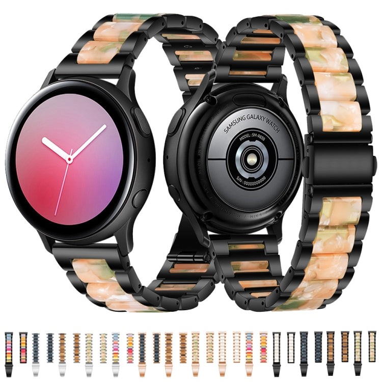 For Huawei Watch 3/3 Pro/Garmin Venu 2 22mm Universal Three-beads Stainless Steel + Resin Watch Band(Silver+Ink) by bashfashion