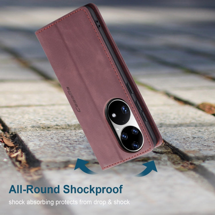 CaseMe 013 Multifunctional Horizontal Flip Leather Case with Holder & Card Slot & Wallet For Huawei P50 Pro(Wine Red) by CaseMe