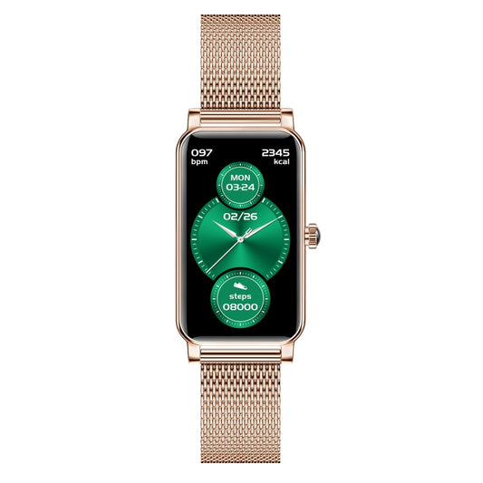 ZX19 1.45 inch HD Screen Bluetooth 5.0 IP68 Waterproof Women Smart Watch, Support Sleep Monitor / Menstrual Cycle Reminder / Heart Rate Monitor / Blood Oxygen Monitoring, Style: Steel Strap(Gold) by bashfashion