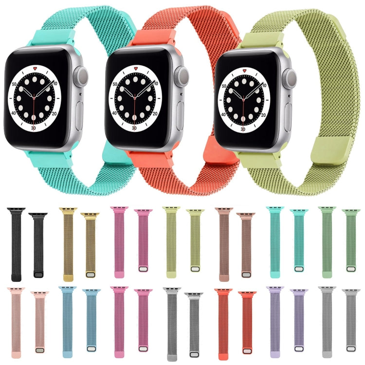 Small Waist Dual Section Milan Watch Band For Apple Watch Series 9&8&7 41mm / SE 3&SE 2&6&SE&5&4 40mm / 3&2&1 38mm(Black) by bashfashion