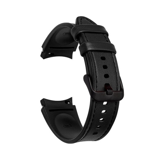 For Samsung Galaxy Watch4 Silicone + Leather Black Buckle Watch Band(Black) by bashfashion